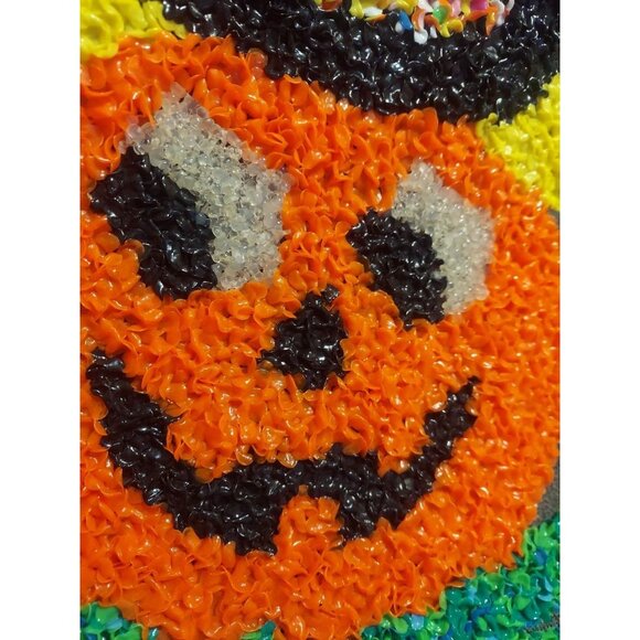 VINTAGE Halloween Jack-O-Lantern Pumpkin melted plastic popcorn decoration - Picture 4 of 9